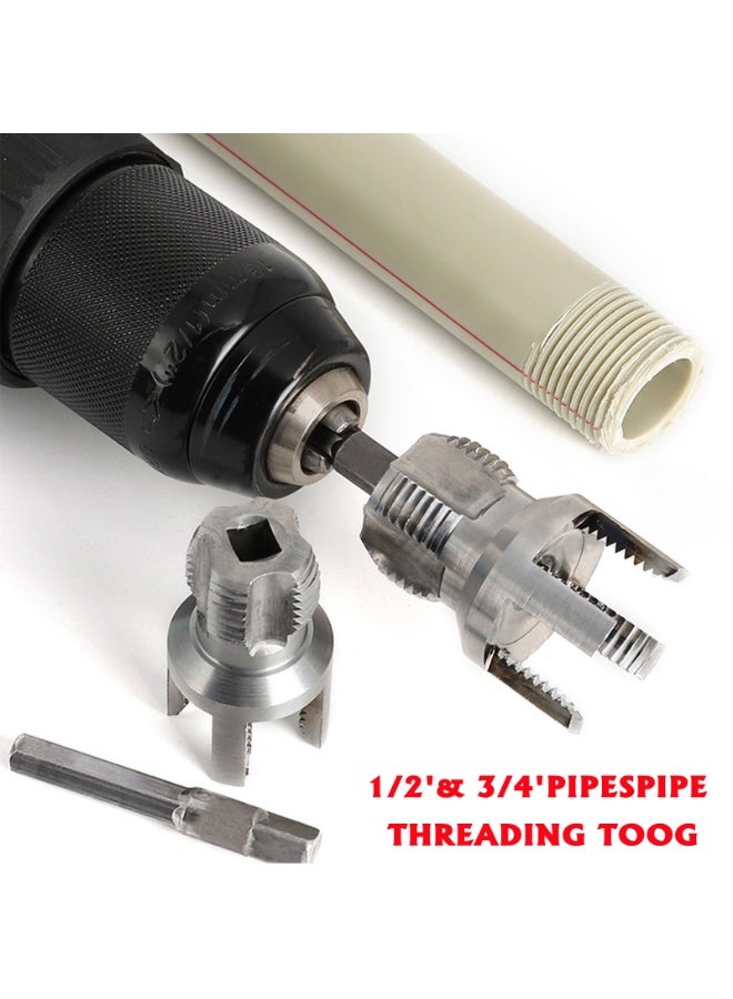 Integrated Internal & External Pipe Threading Tool, Pvc Threading Tool Kit, Electric Drill Compatible Pvc Pipe Threader Kit With Various Die Sizes, Pipes Threader Plumbing Tools (1/2" + 3/4") - Image 4